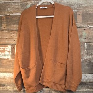 Double Zero Brown Open-Front Cardigan, Size S, OVERSIZED, Will Fit XL